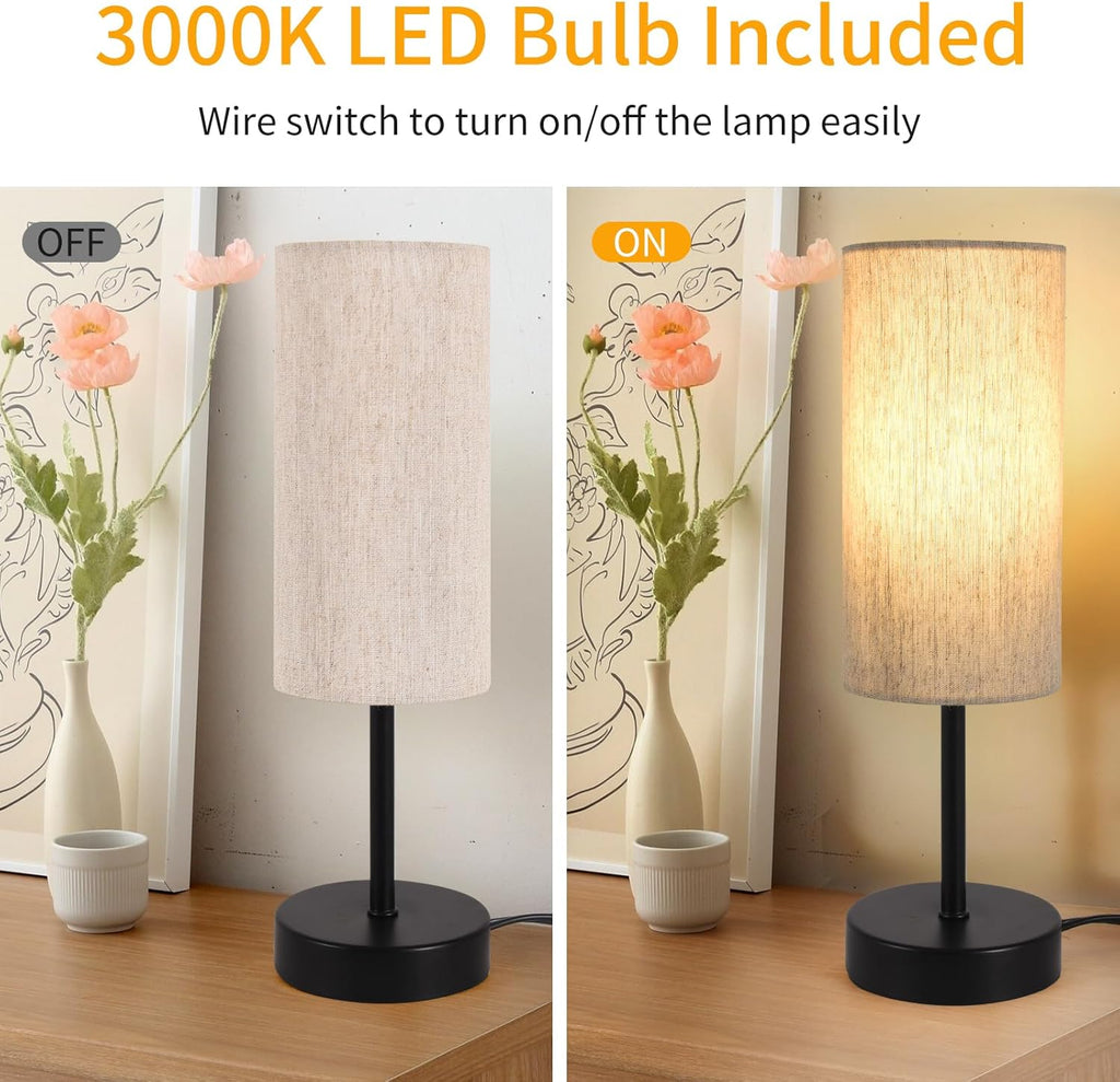Linen Modern Beige Desk Lamp - View 2