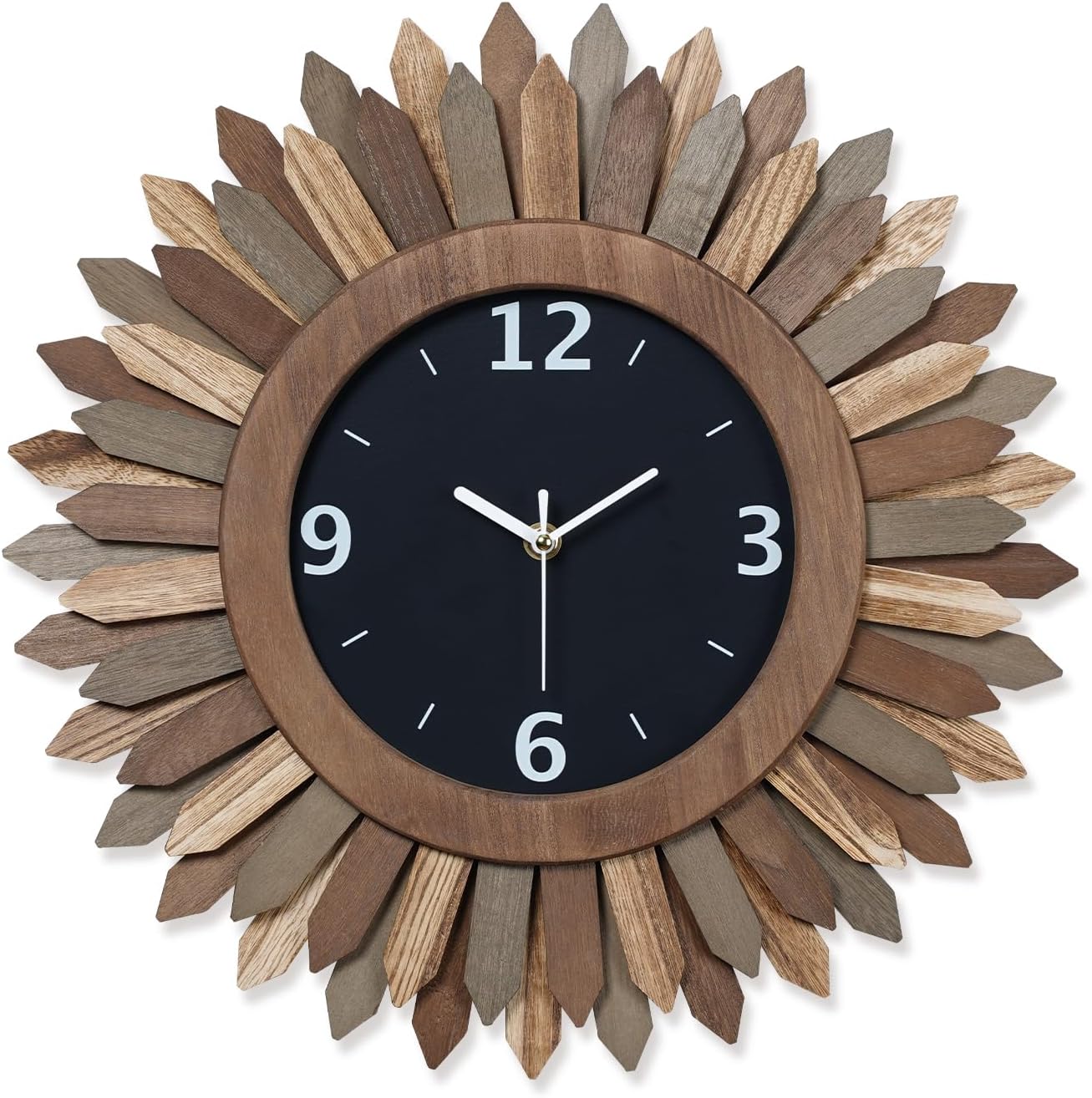 Battery Operated Boho Brown Wall Clock — 21" — Tricolor