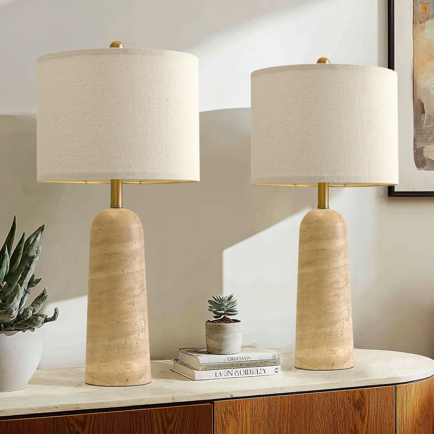 Linen Modern Beige Bedside Lamp — 27.25" - View 7