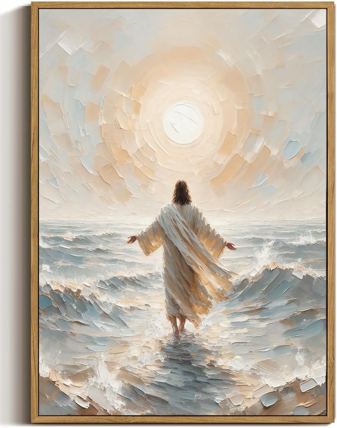 Framed Modern Beige Canvas Wall Art — 16" — Sunlight