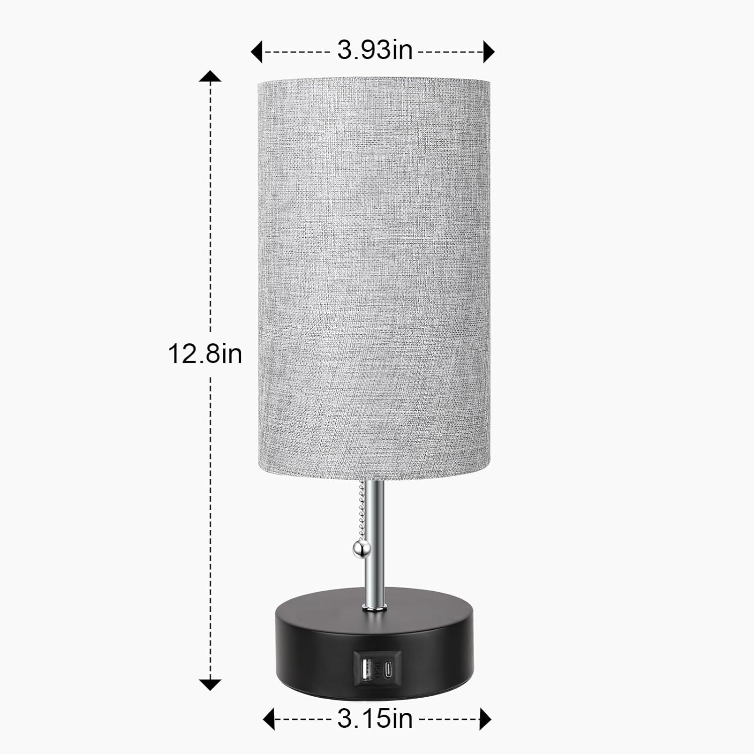 USB Beige Bedside Lamp - View 2
