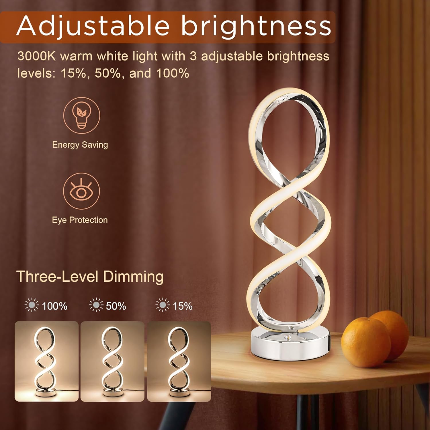 Dimmable Modern Black Bedside Lamp — 10-Light - View 4