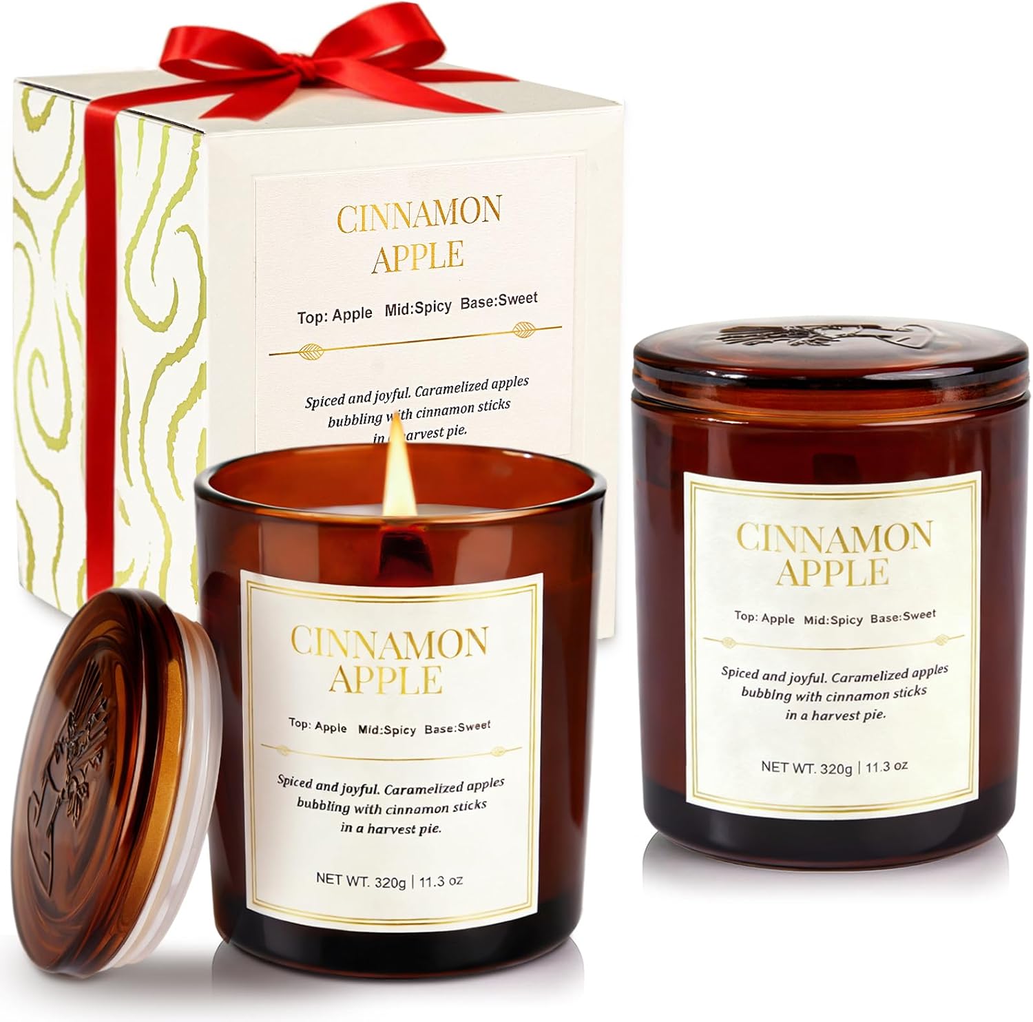 Soy Wax Beige Scented Candle — Cinnamon Apple