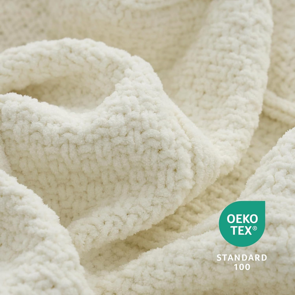 Knit Beige Throw Pillow — 50" - View 7