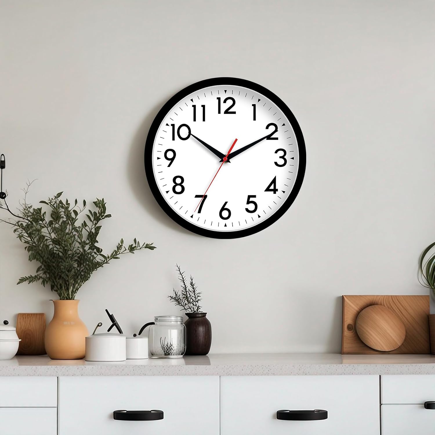 Battery Operated Black Wall Clock — 14" - View 4