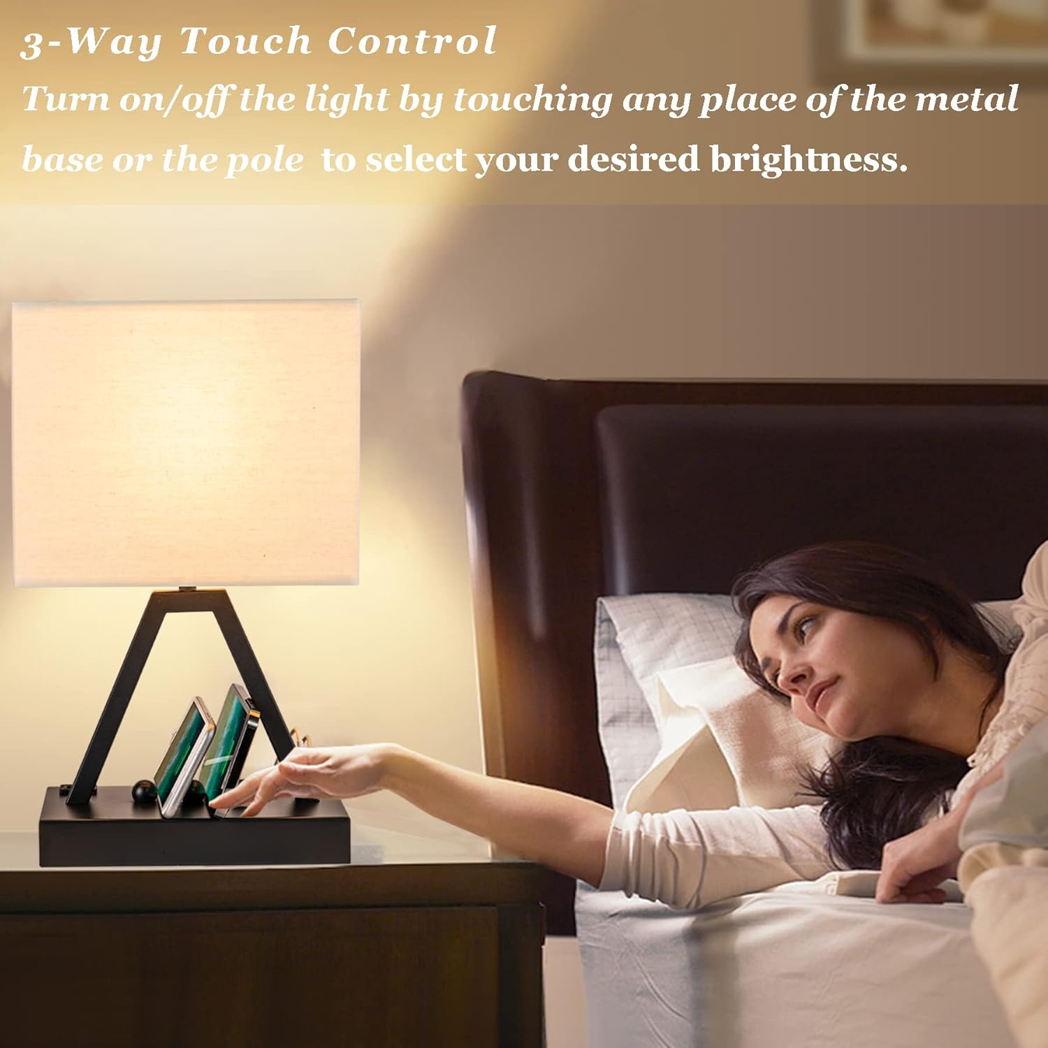 Dimmable Black Bedside Lamp - View 4