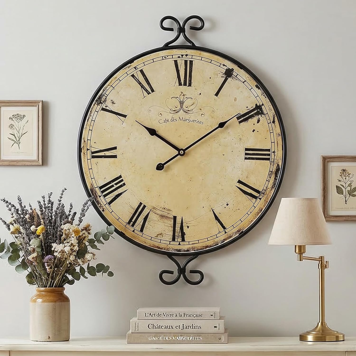 Battery Operated Farmhouse Gold Wall Clock — 24" — Retro Gold Wall Clock-24''