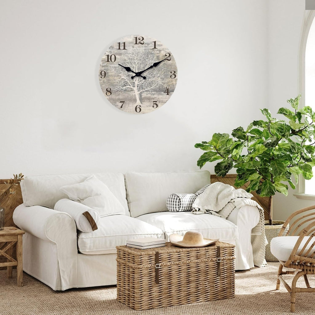Battery Operated Farmhouse Beige Wall Clock — 16" - View 2
