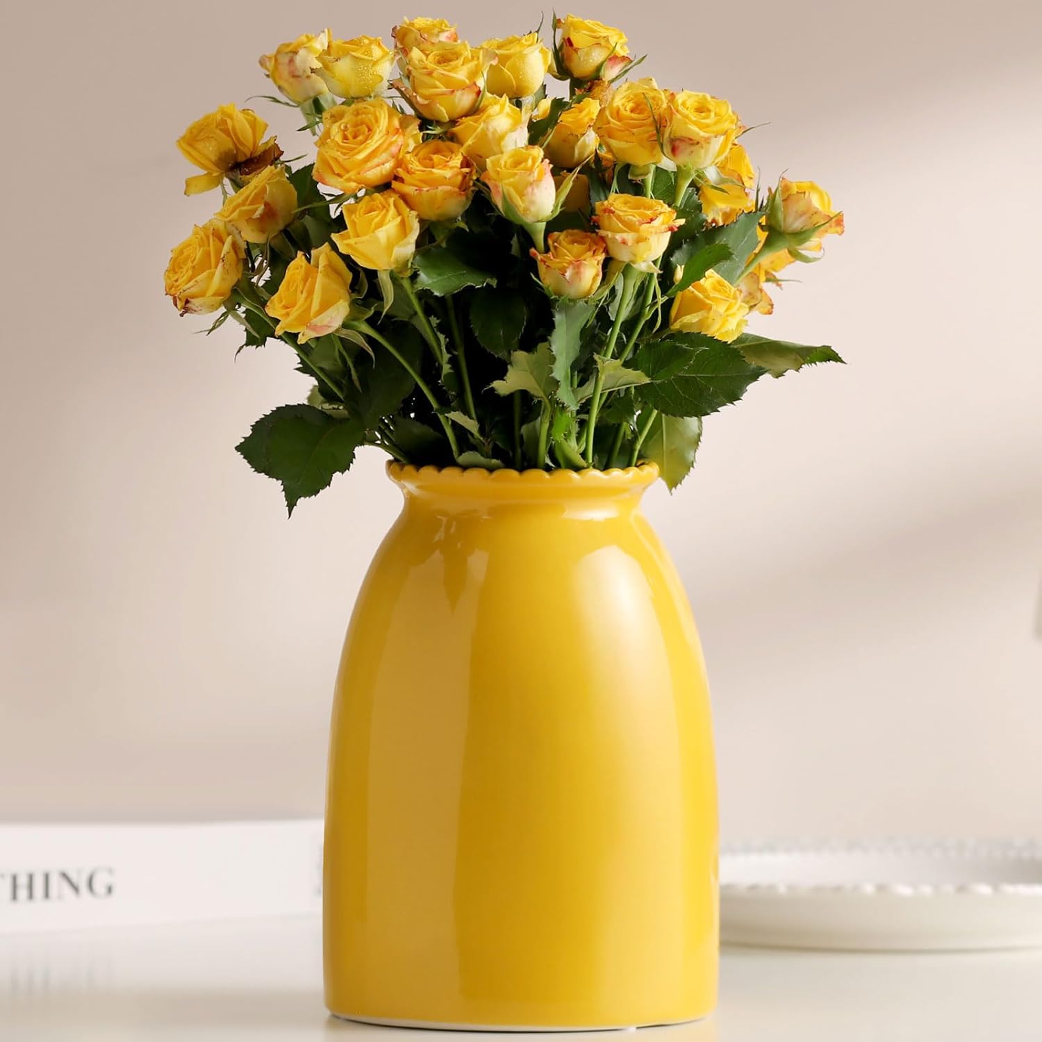 Modern Green Flower Vase — 7" — Yellow-8.5inch