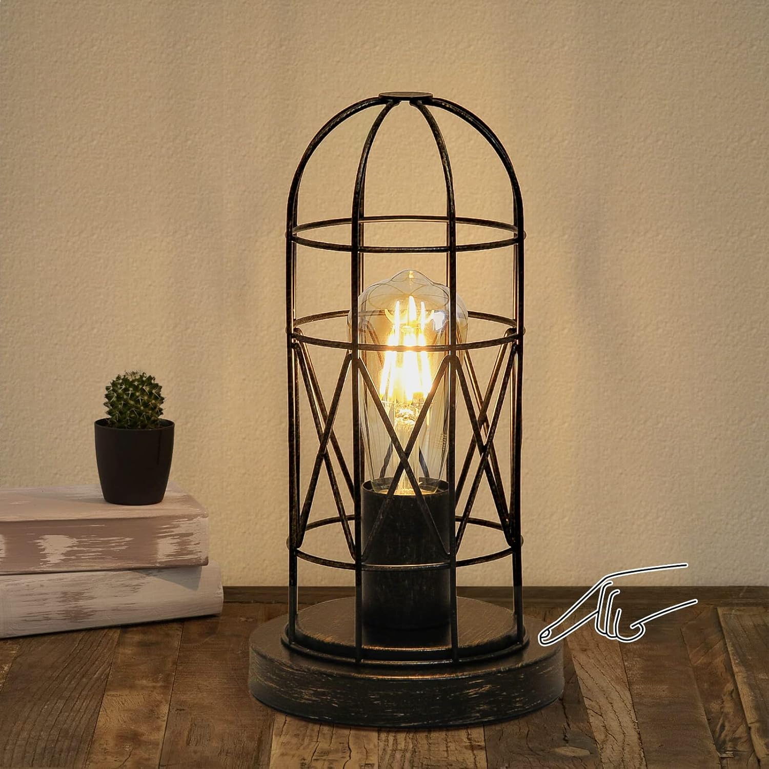 Dimmable Black Bedside Lamp — Black with Brushed Gold