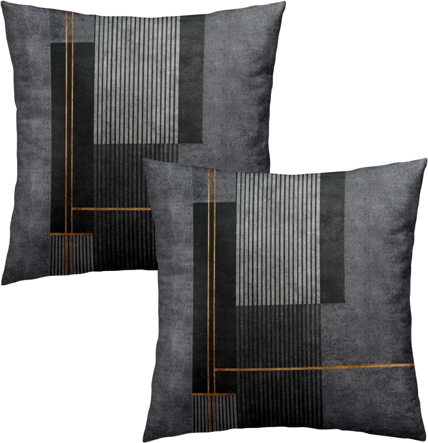 Boho Black Throw Pillow Cover — 18" — Grey Black Bohemian