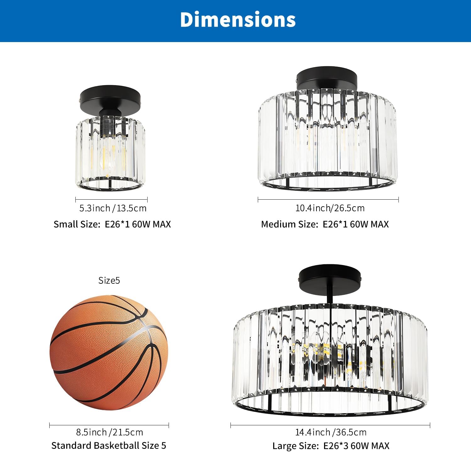 Luxe Black Chandelier — 3-Light - View 5