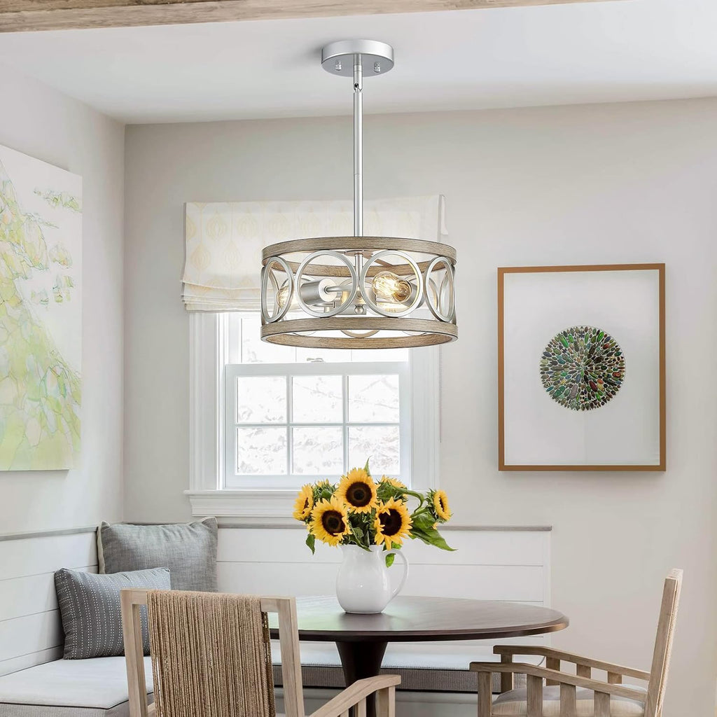 Adjustable Farmhouse Black Chandelier — 3-Light - View 2