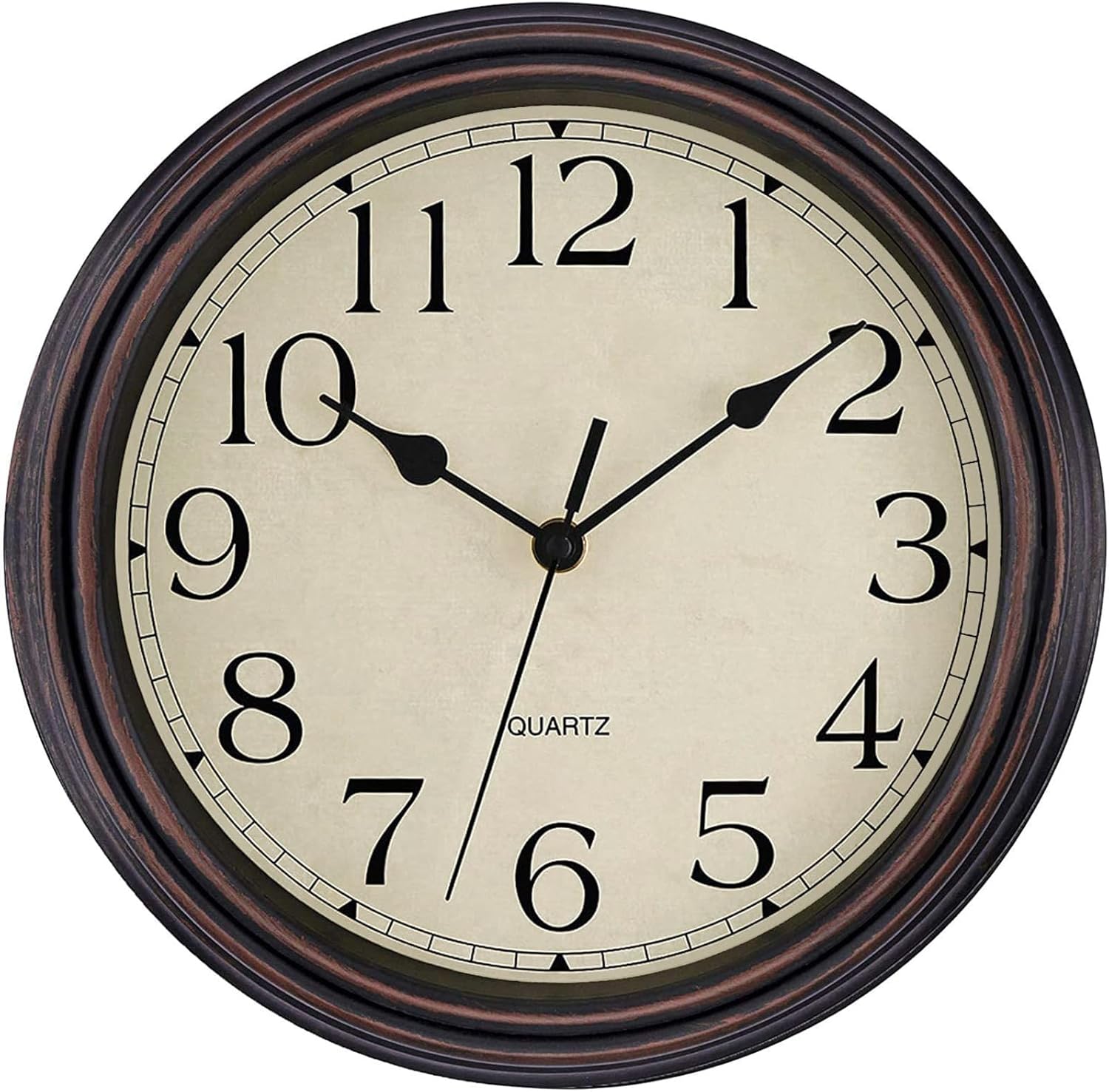 Battery Operated Mid-Century Black Wall Clock — 12" — Bronze Retro