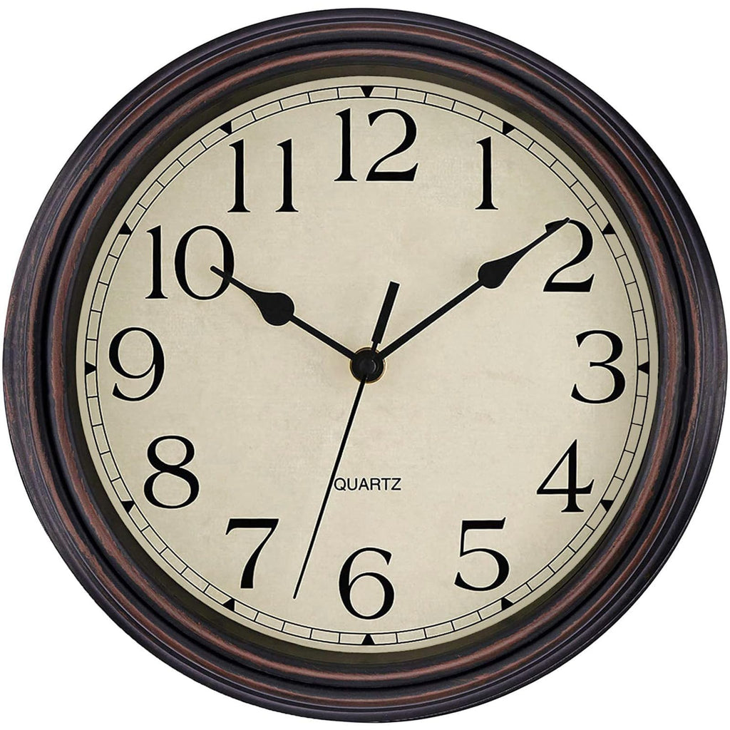 Battery Operated Mid-Century Black Wall Clock — 12"