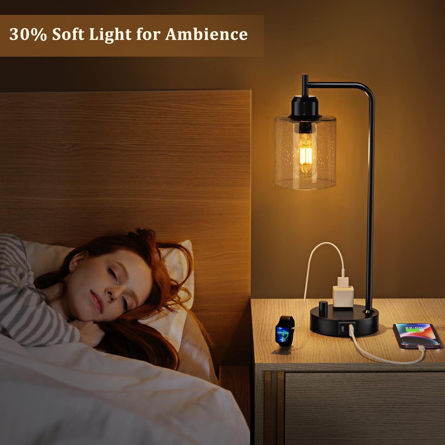 Dimmable Brown Nightstand Lamp - View 4