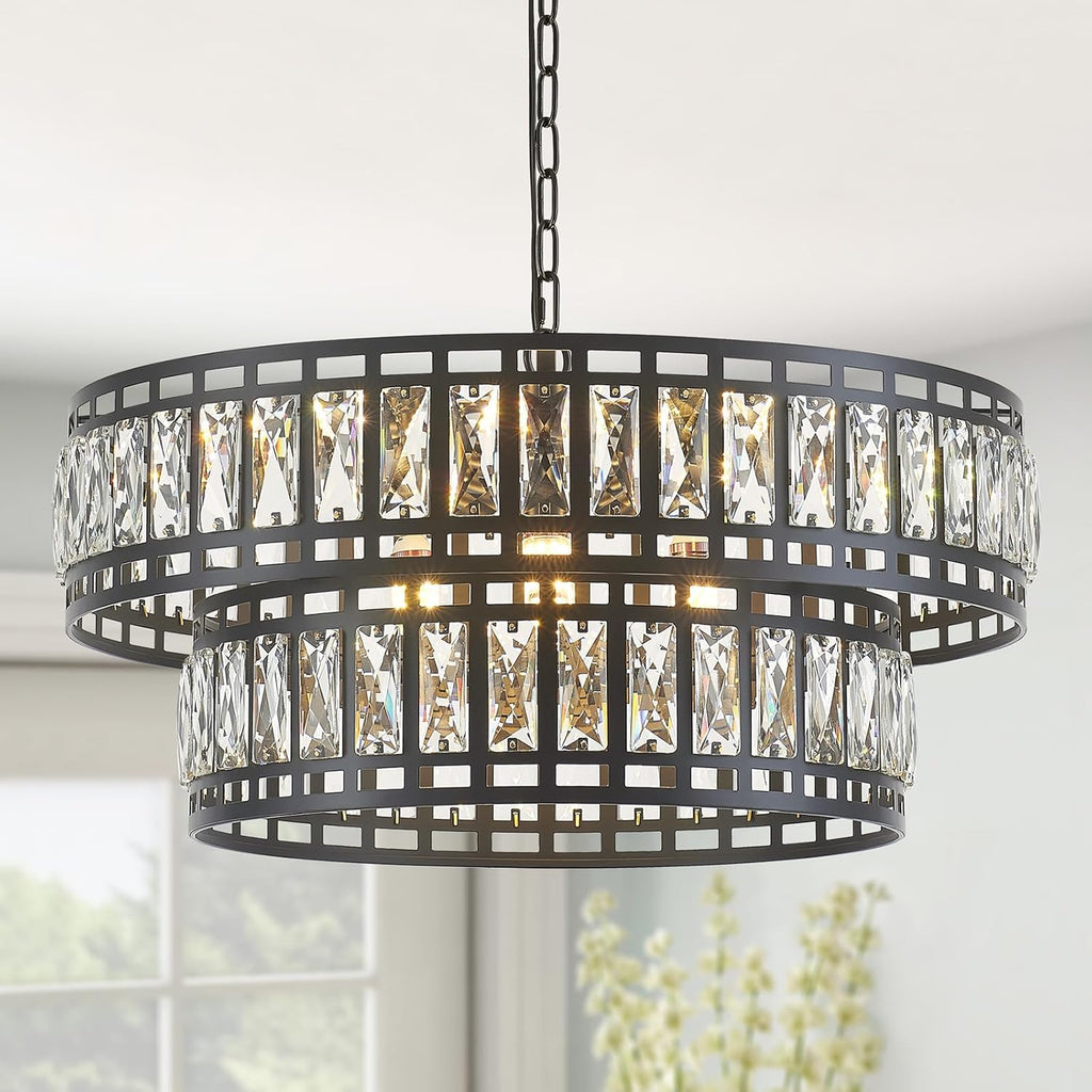 Luxe Black Chandelier — 6" — Black 24"