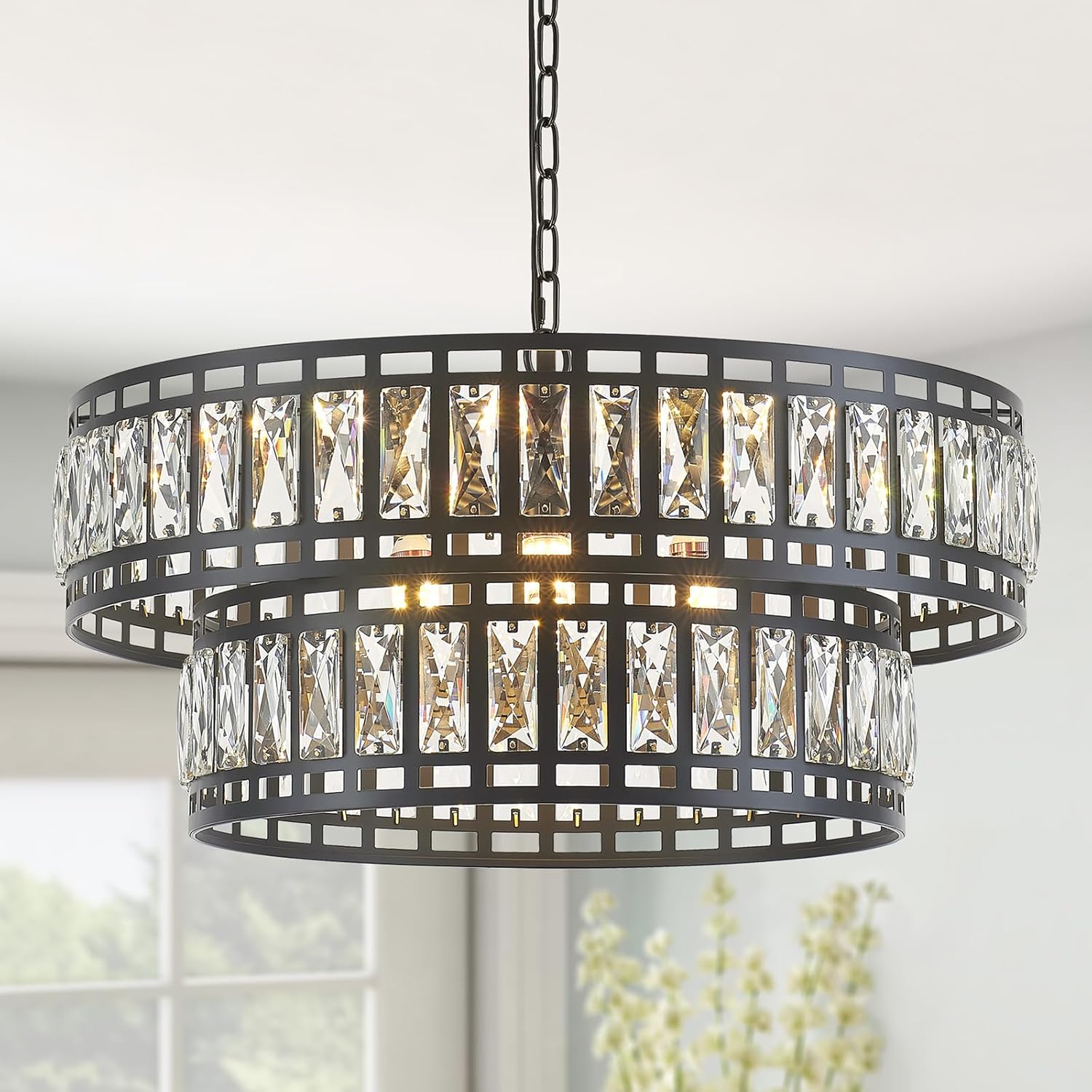 Luxe Black Chandelier — 6" — Black 24"