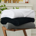 Knit Farmhouse Beige Throw Pillow — 51" — Black