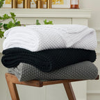 Knit Farmhouse Beige Throw Pillow — 51" — Black