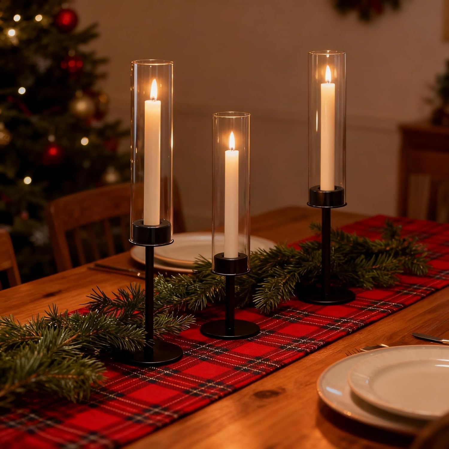 Vintage Luxe Black Candle — Set of 3 — Black