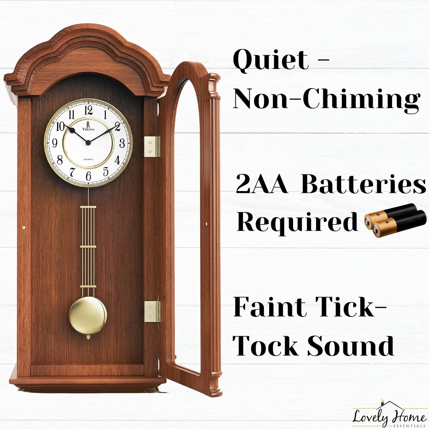Battery Operated Wood Wall Clock — 26" - View 5