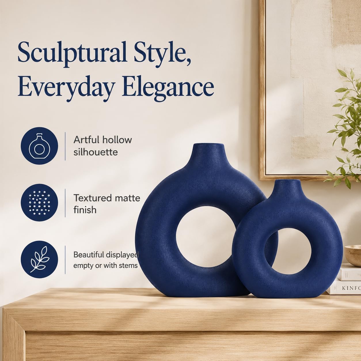 Modern Blue Vase Set — Set of 2 - View 2