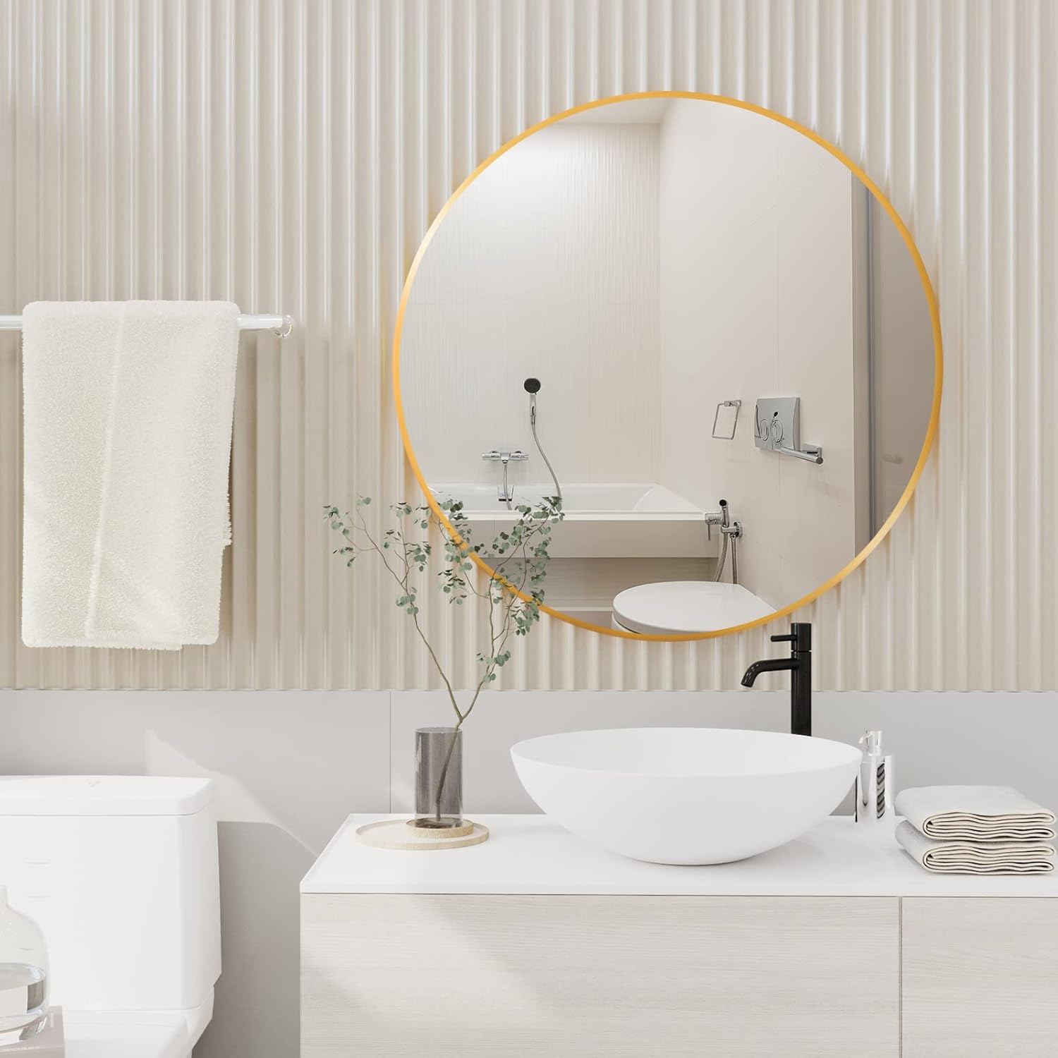 Luxe Black Round Mirror — 30" — 19.6 Inch-1.1in thick