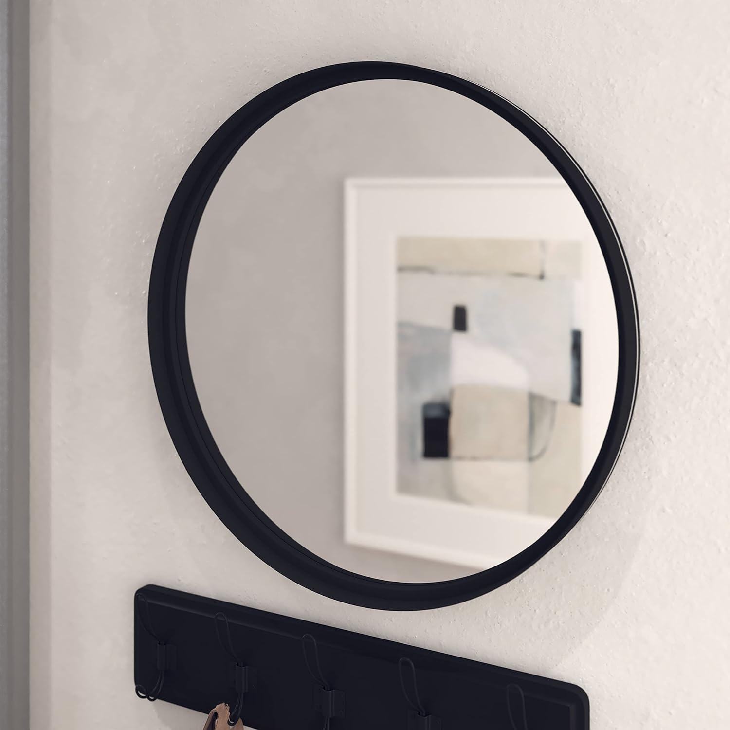 Round Boho Black Wall Mirror — 5" — Black
