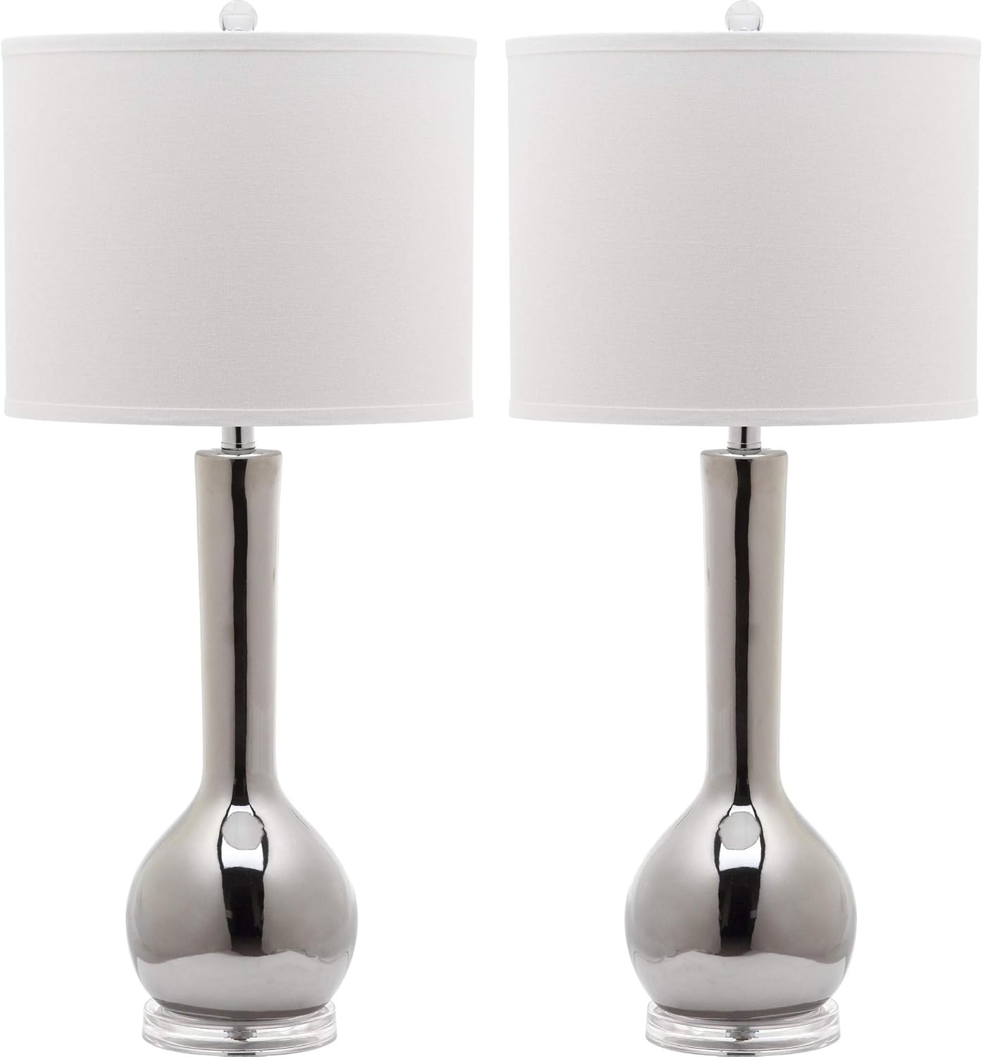 Modern Beige Table Lamp — Set of 2 — Silver - Set of 2