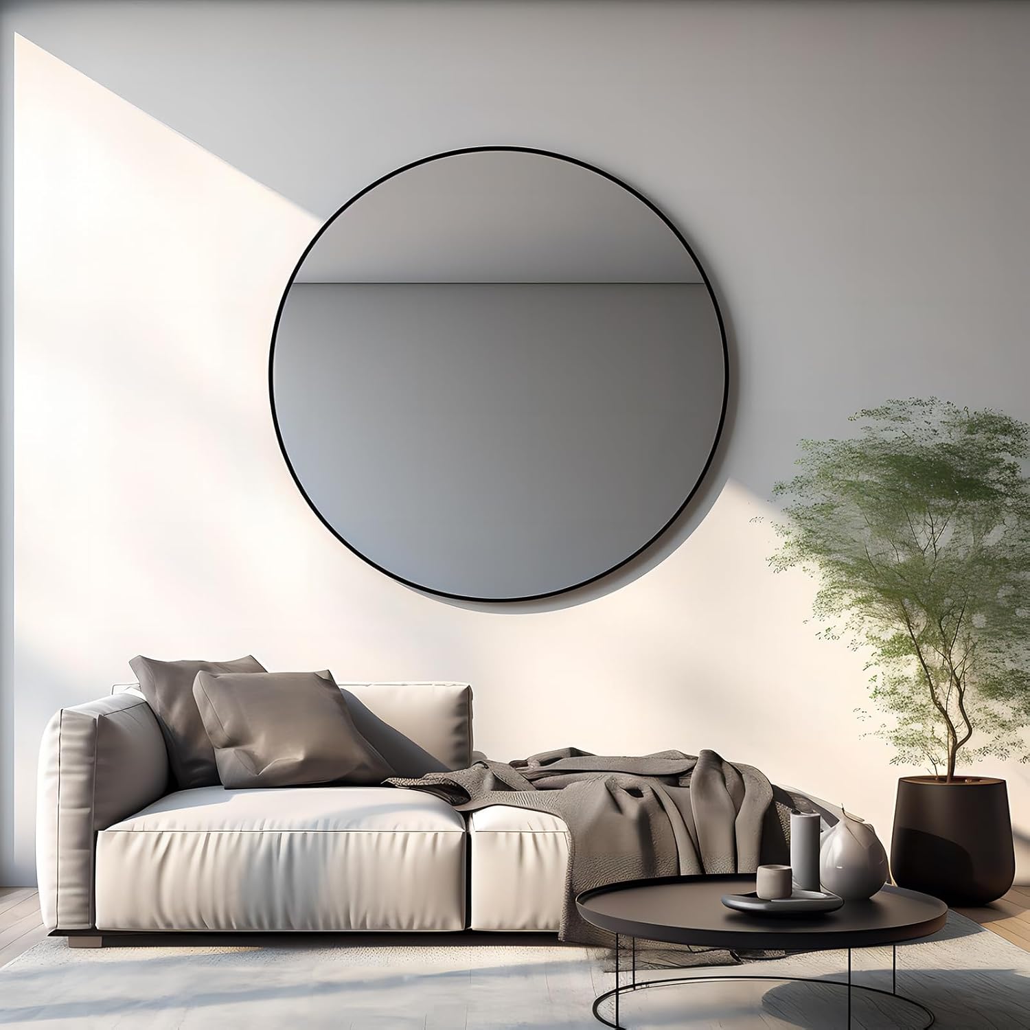 Black Round Mirror — 39" - View 6