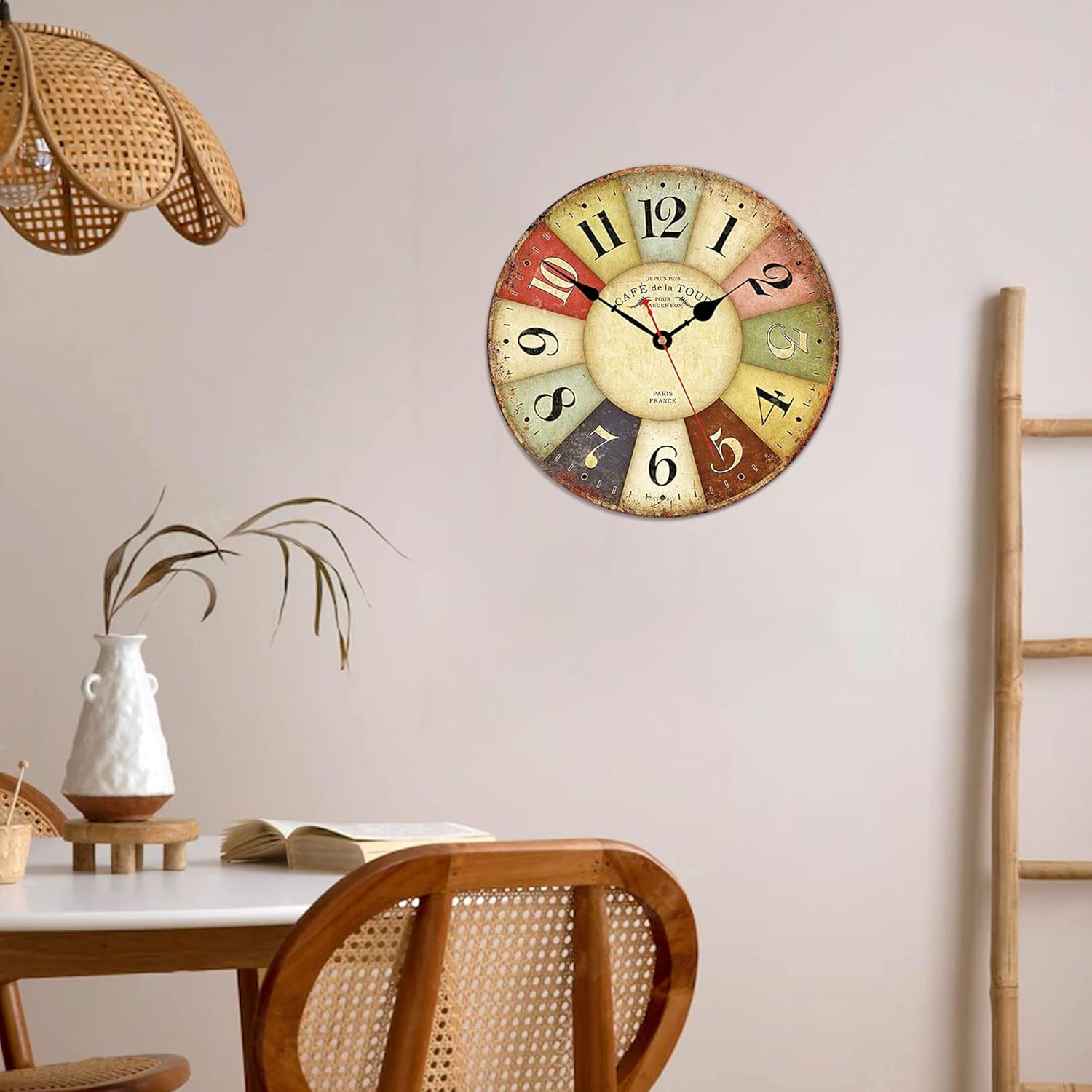 Battery Operated Farmhouse Wood Wall Clock — 14" - View 4