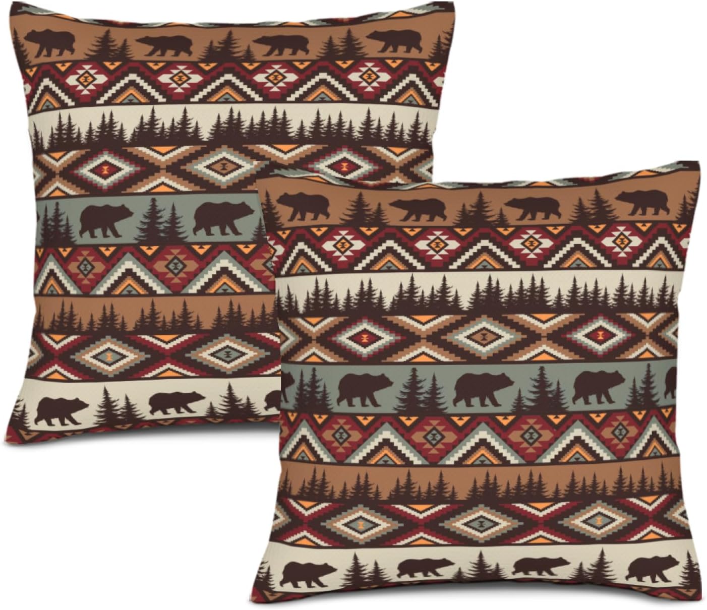 Boho Brown Throw Pillow Cover — 18" — Vintage Rustic
