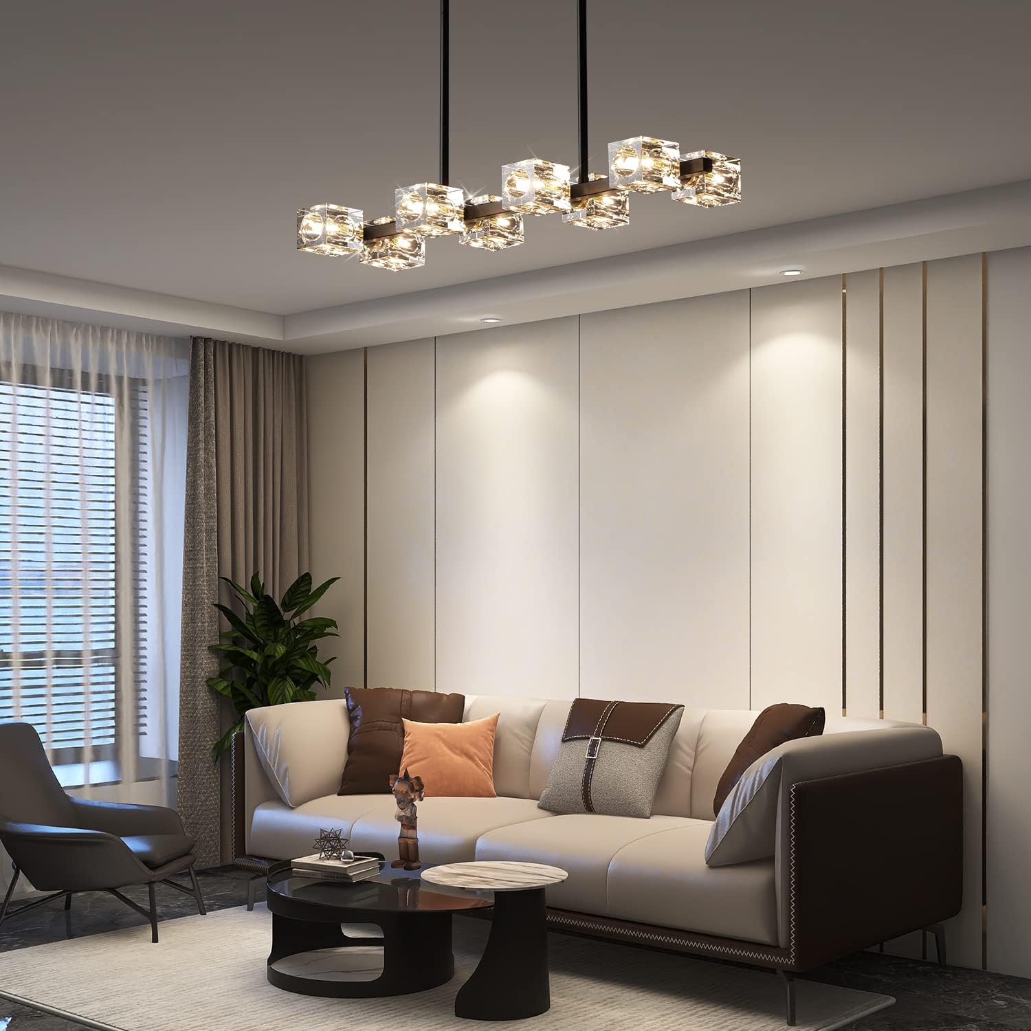Adjustable Luxe Black Chandelier — 8-Light - View 8