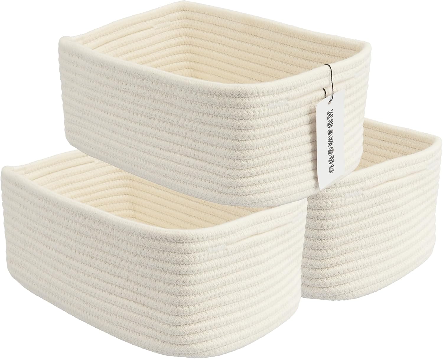 Boho Beige Storage Basket — white