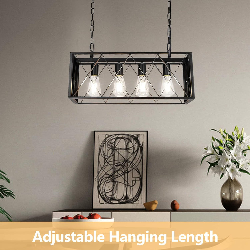Rectangular Farmhouse Metal Pendant Light — 4-Light - View 5
