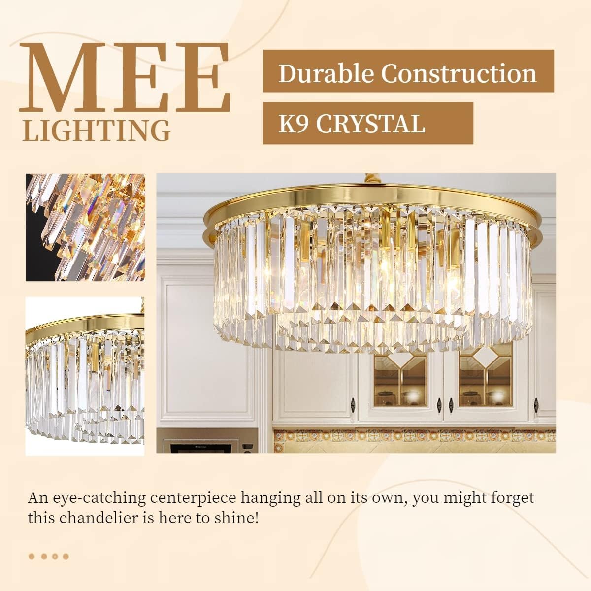 Luxe Black Chandelier — 22" - View 3