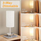 Dimmable Beige Bedside Lamp - View 6