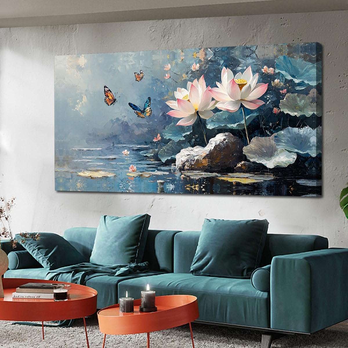 Framed Blue Canvas Wall Art — 48" — 48"L x 24"W