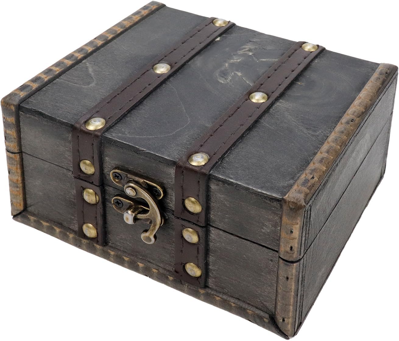Vintage Wood Storage Basket — 5.71" — Gray Box