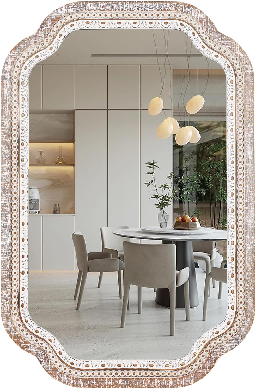 Boho Wood Round Mirror — 24" — 36"L x 24.2"W