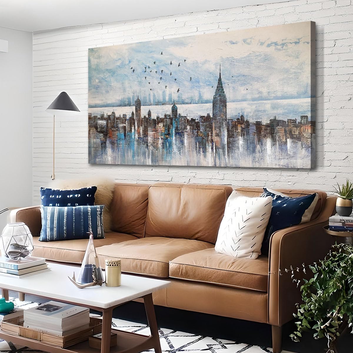Framed Beige Canvas Wall Art — 40" — 48"L x 24"W