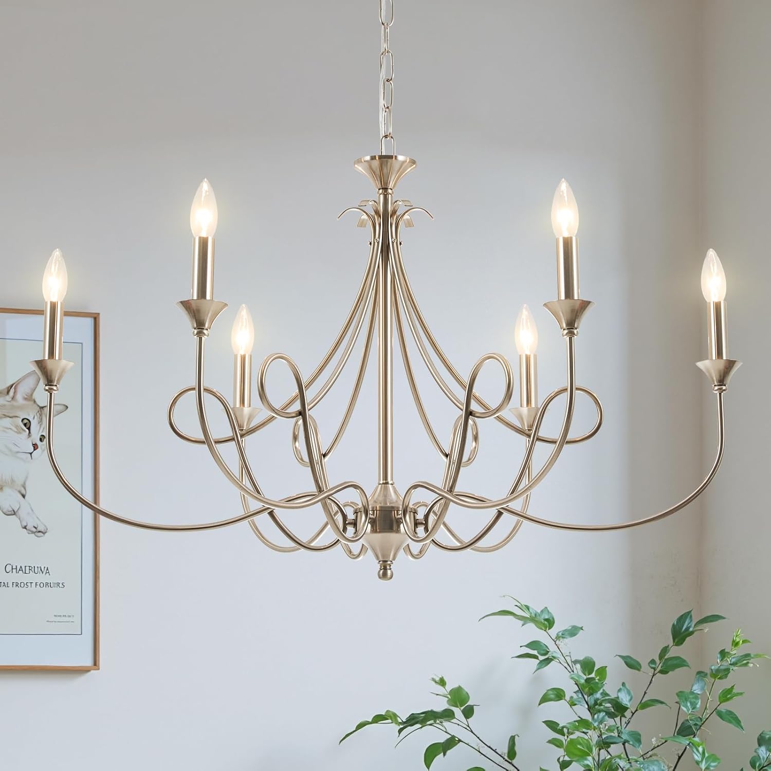 Farmhouse Black Chandelier — Brushed Nickel