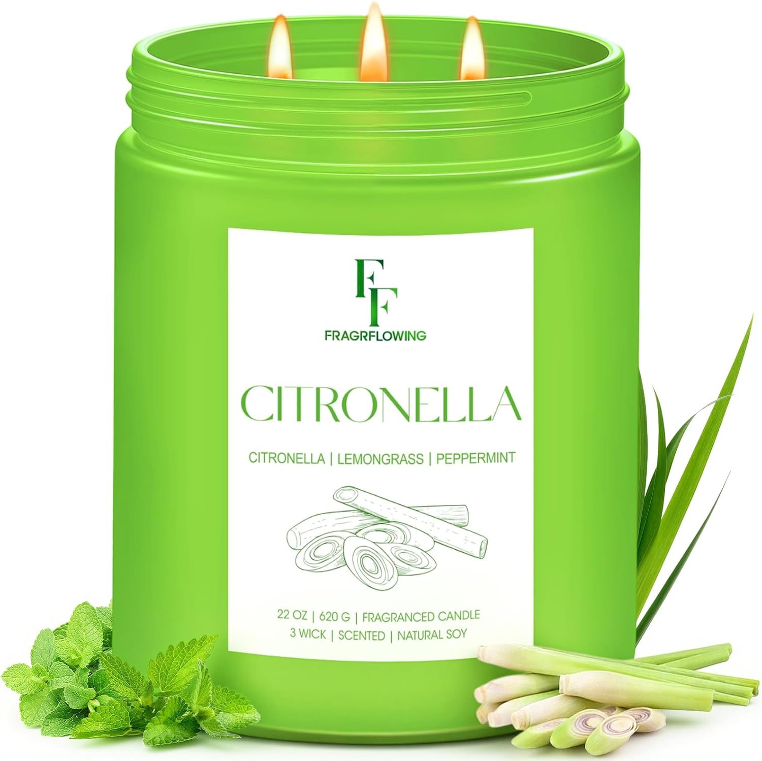 Soy Wax Scented Candle — Citronella & Lemongrass