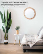 Boho Rattan Round Mirror — 15" - View 3