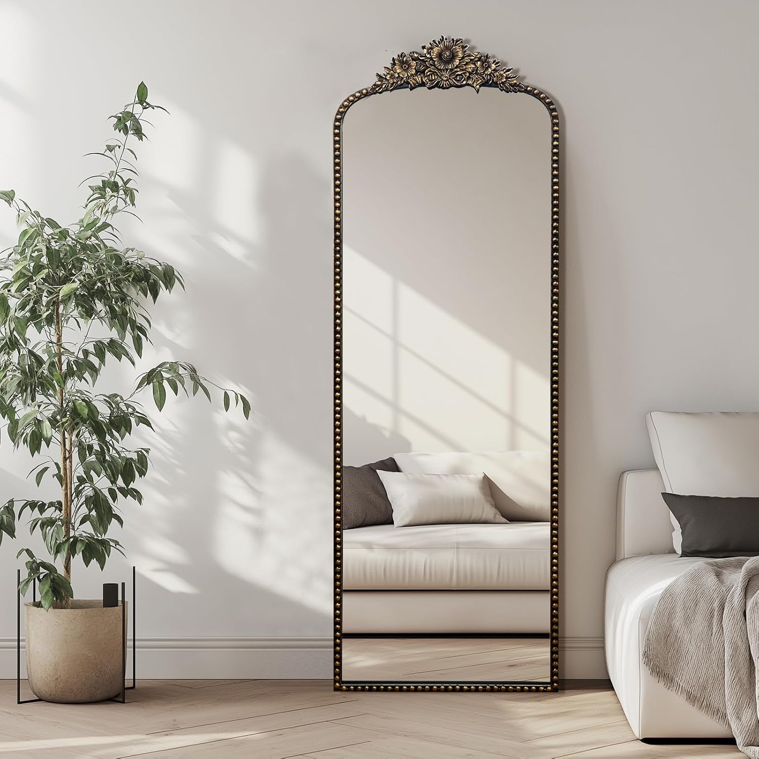 Round Luxe Black Wall Mirror — 28" — 65"L x 22"W