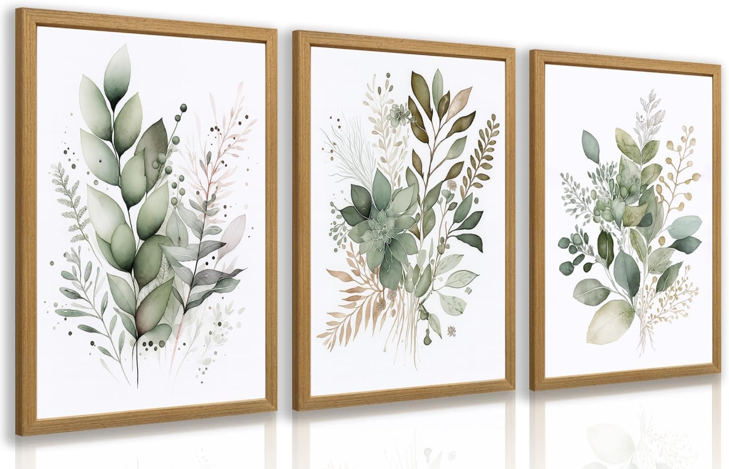 Framed Modern Blue Wall Decor — 16" — Sage(Wood)