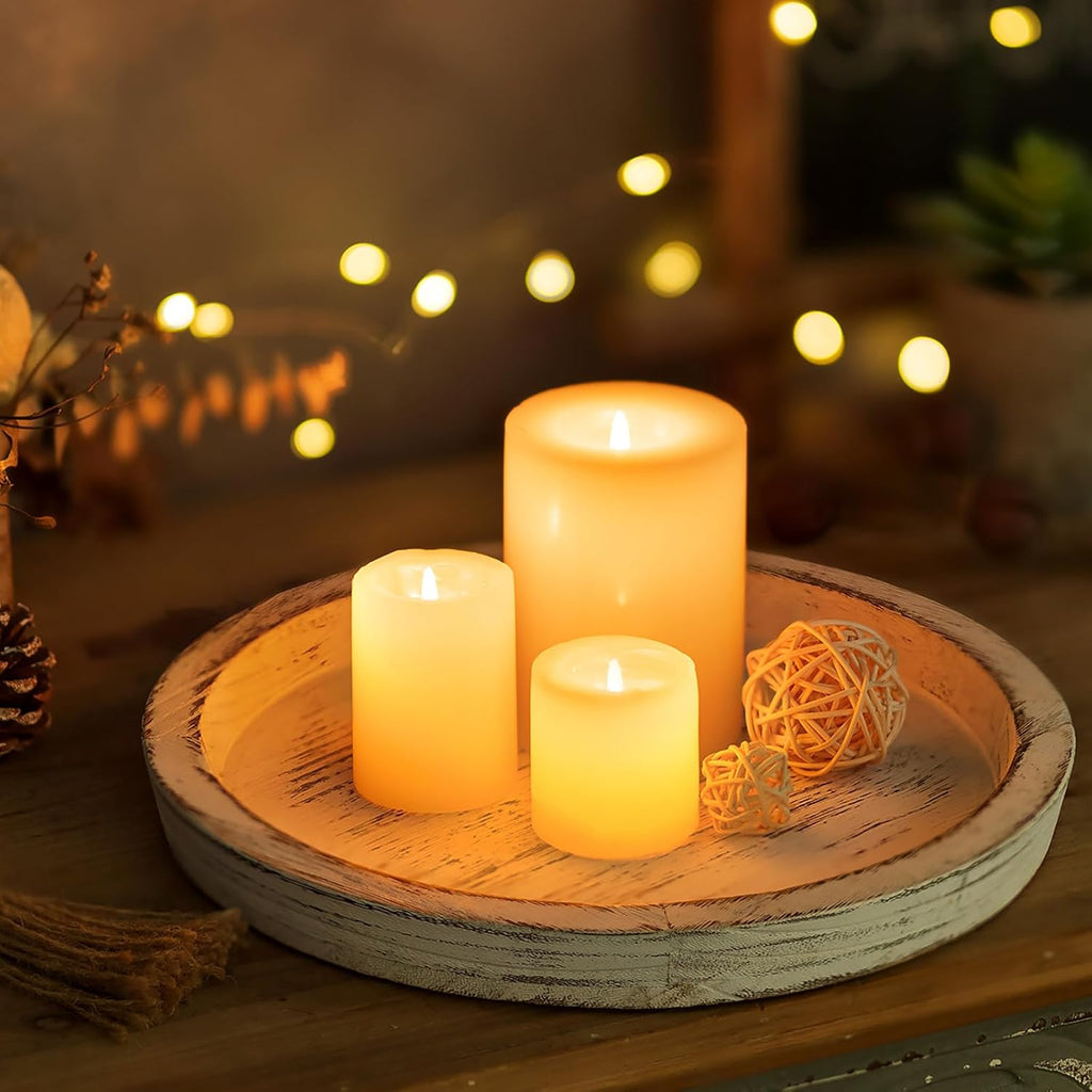 Round Farmhouse Brown Pillar Candle - View 2