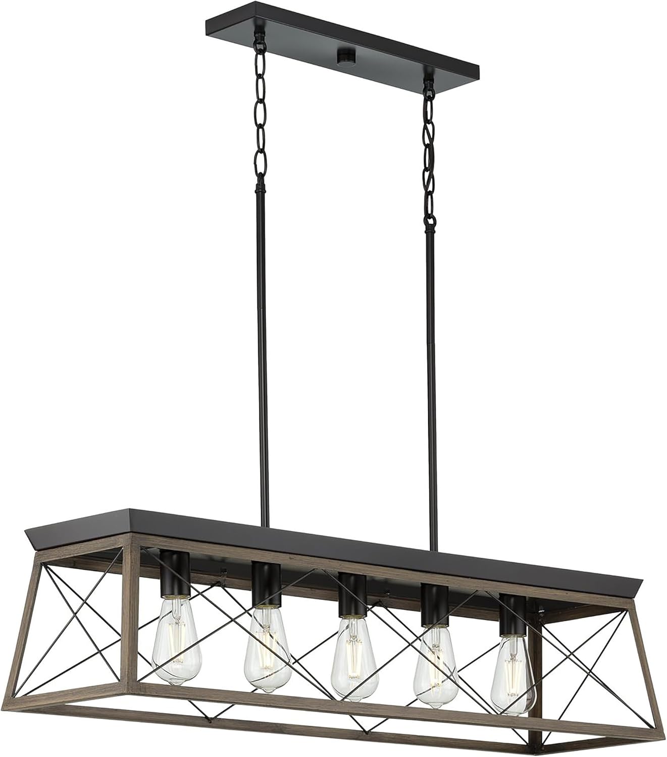 Farmhouse Black Chandelier — 5-Light — Antique Bronze