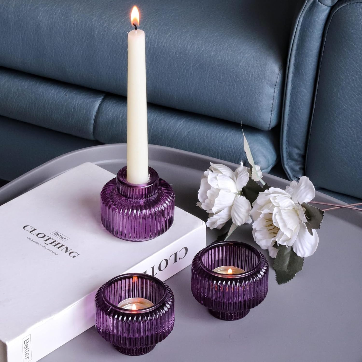 Blue Candle — Set of 4 — Purple